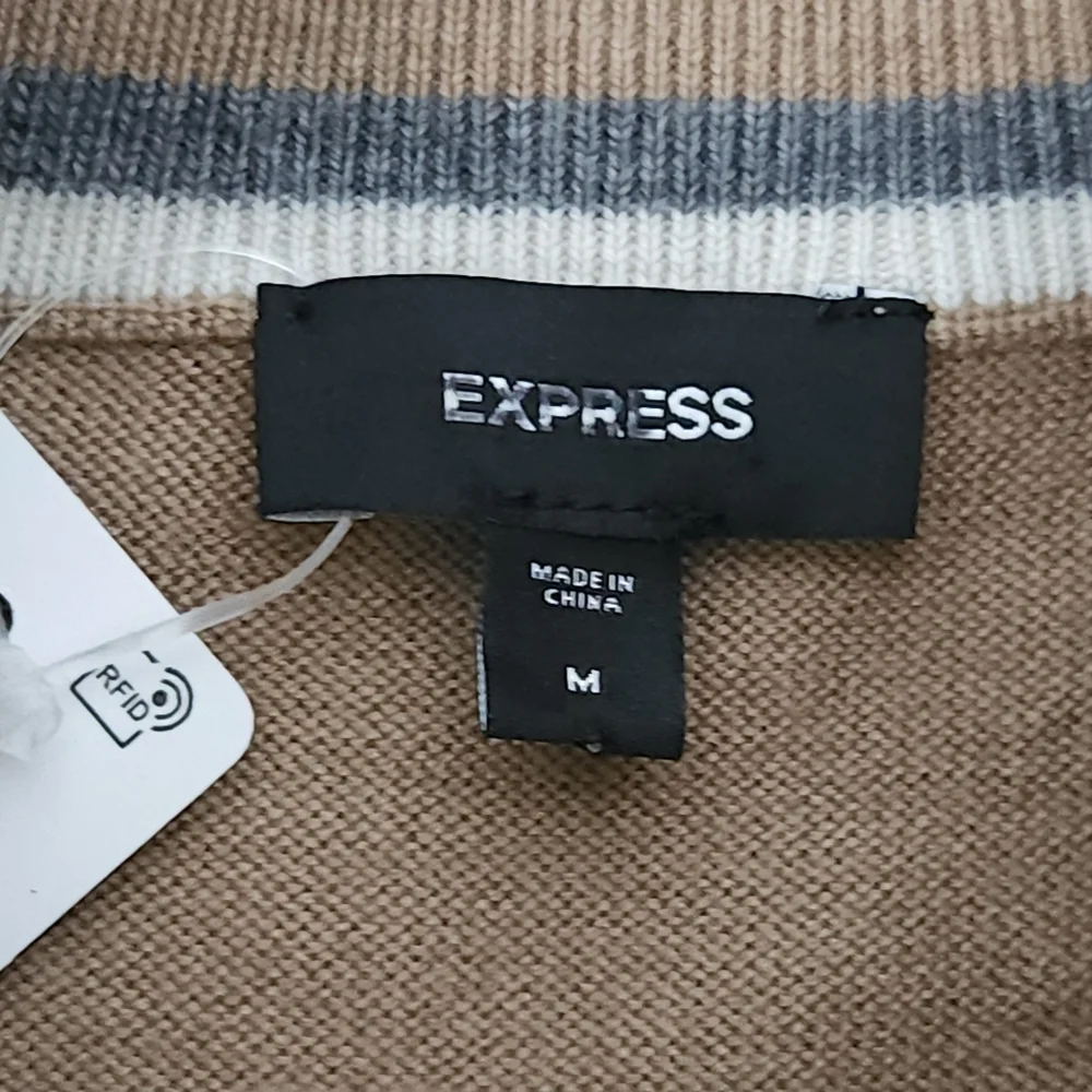 Express 100% Merino‎ Wool Quarter Zip Mock Neck Sweater Medium Camel Tan New